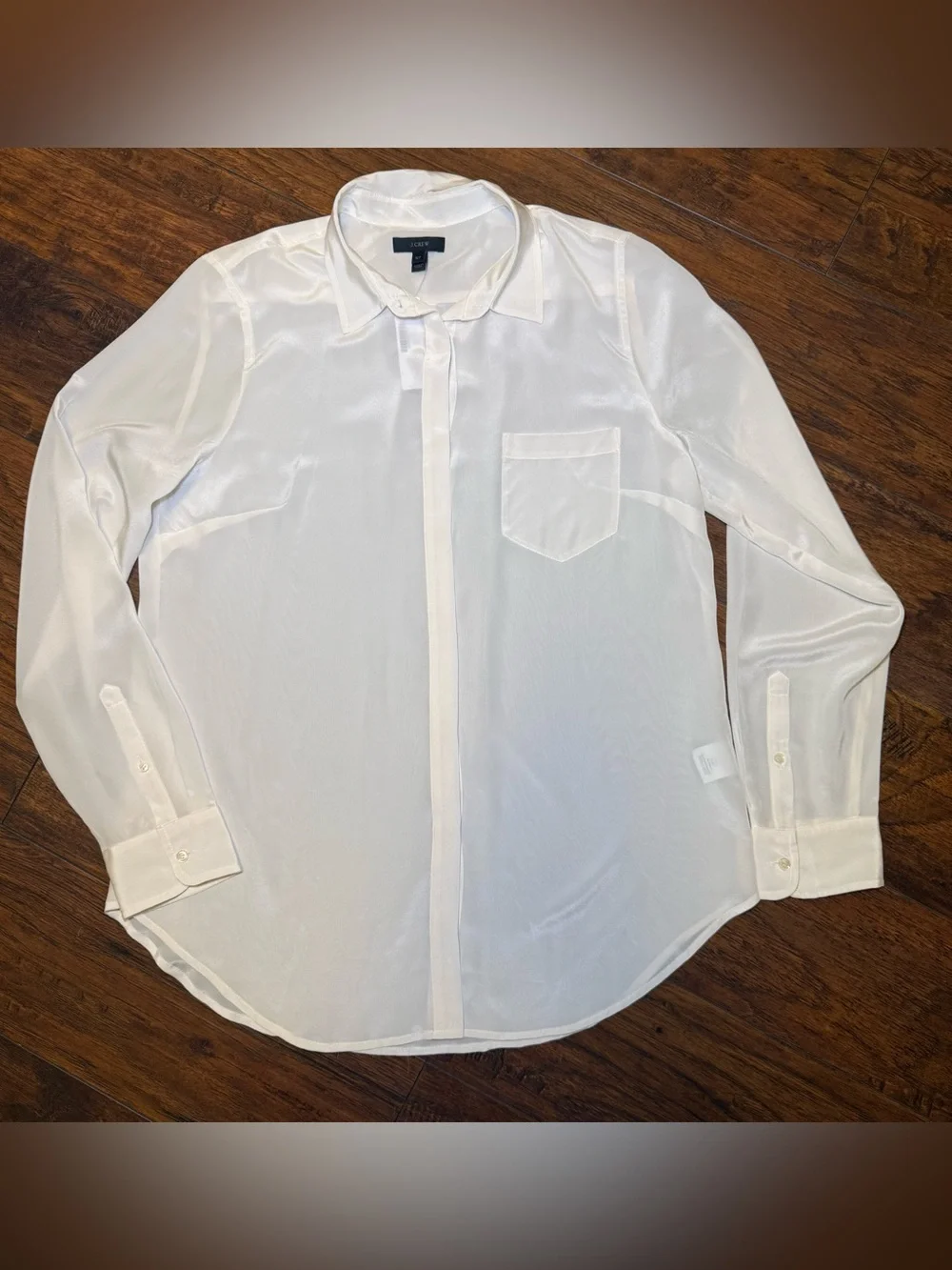 J.Crew NWT 100% Silk Button Down Blouse 12 Tall Ivory Classic Corporate Luxury